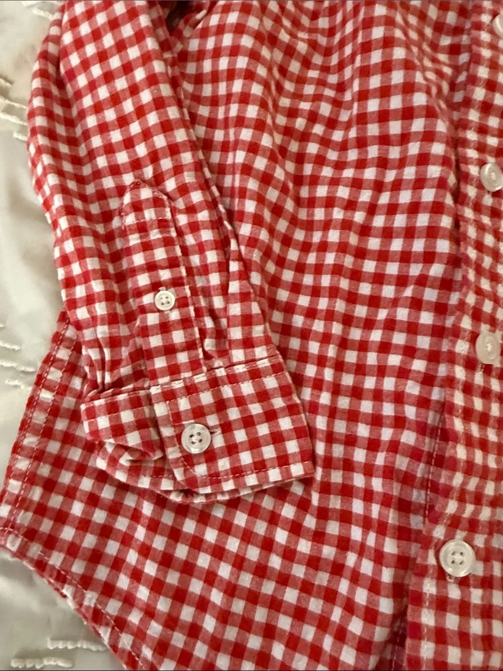 Cat & Jack Red and White Gingham Button-Down Shirt
